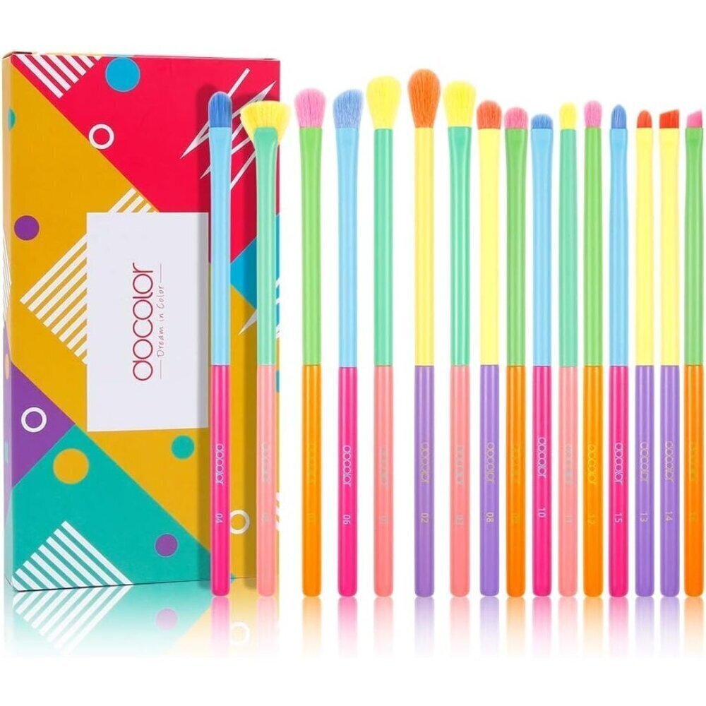 🆕 Makeup Brushes 16pcs Colorful Eyeshadow Brush Set Professtional Soft Blending
